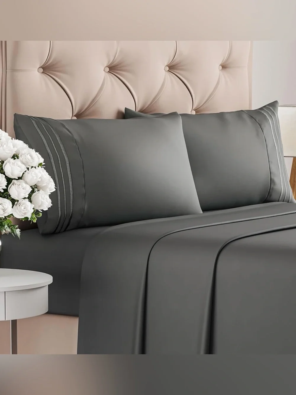 Luxury Solid Microfiber Sheet Set - Dark Gray